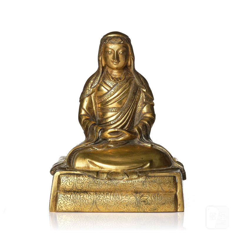 A gilt bronze sculpture of Arhat Ajita,